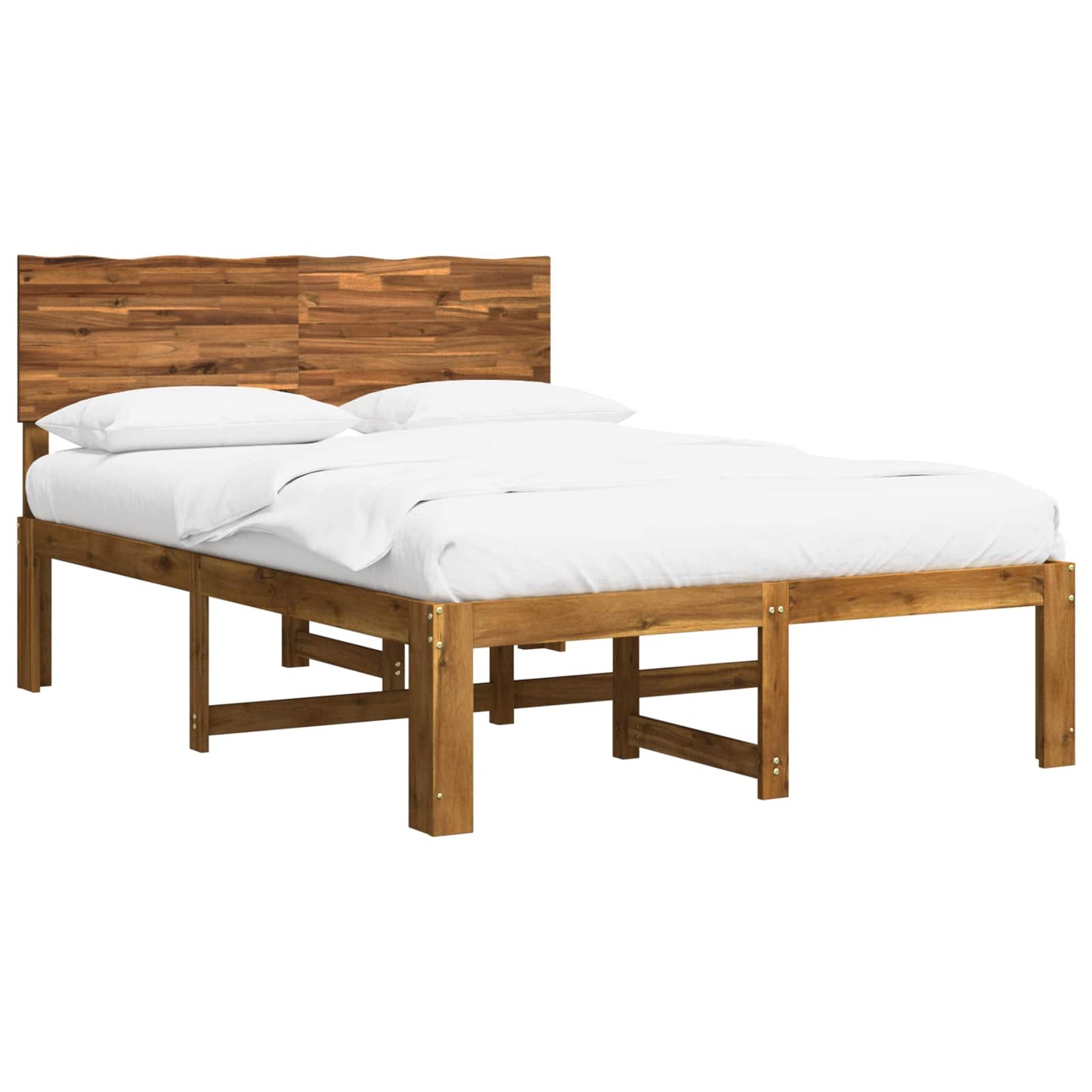 Double Bed Frame with Headboard ROSTOCK Natural 135 x 190 cm