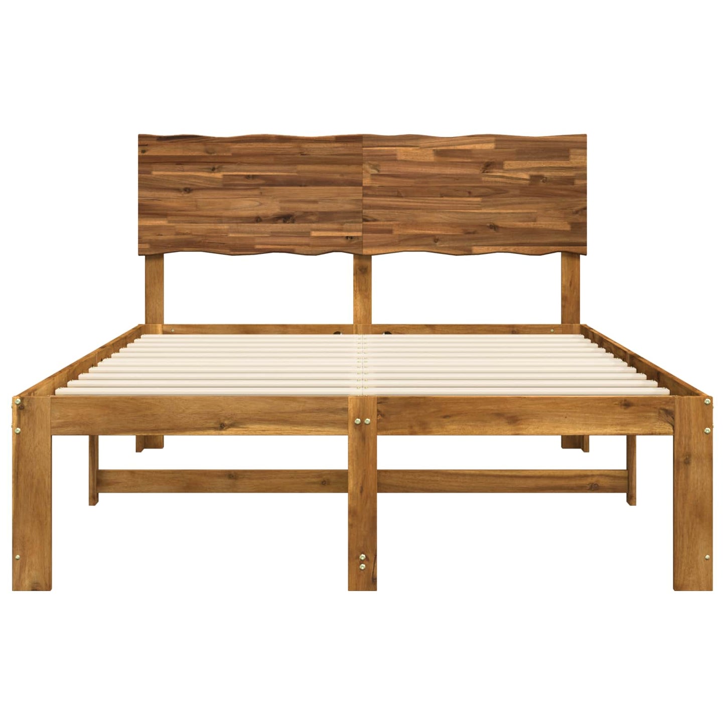 Double Bed Frame with Headboard ROSTOCK Natural 135 x 190 cm