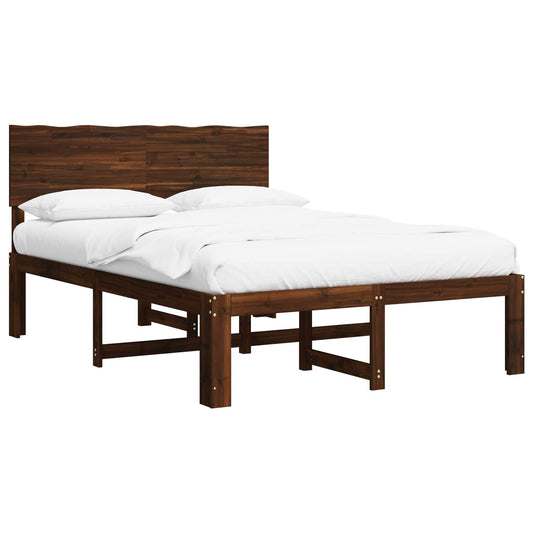 Double Bed Frame with Headboard ROSTOCK Dark Brown 140 x 190 cm