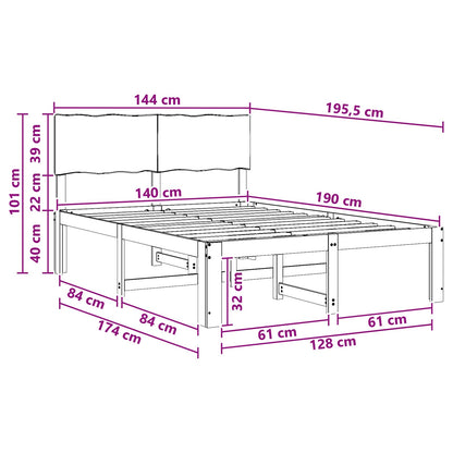 Double Bed Frame with Headboard ROSTOCK Dark Brown 140 x 190 cm