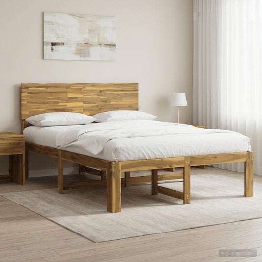 Double Bed Frame with Headboard ROSTOCK White 140 x 190 cm