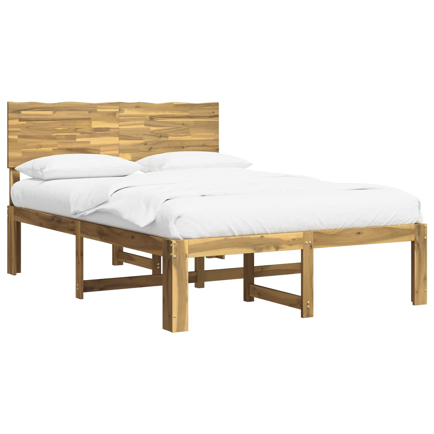 Double Bed Frame with Headboard ROSTOCK White 140 x 200 cm