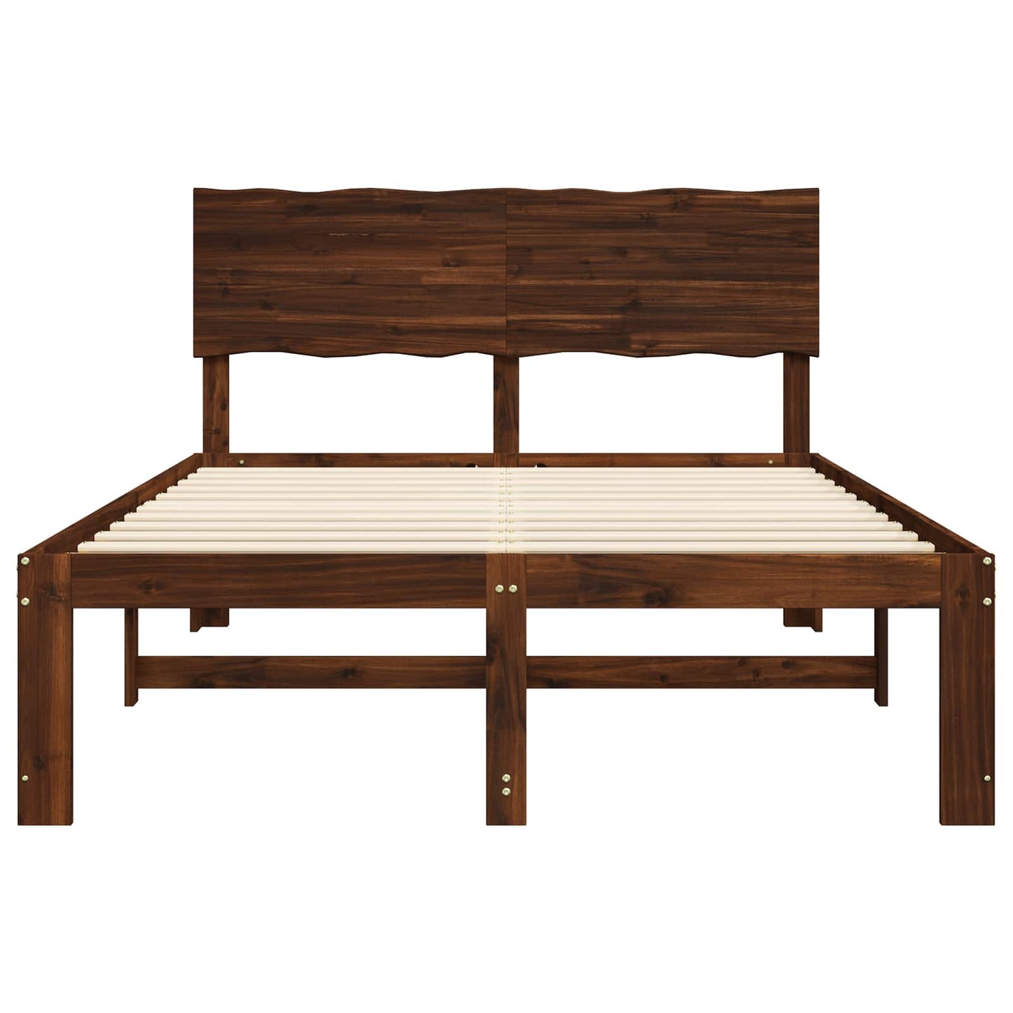 Double Bed Frame with Headboard ROSTOCK Dark Brown 150 x 200 cm