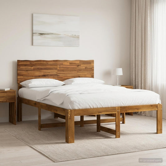 Double Bed Frame with Headboard ROSTOCK Natural 150 x 200 cm