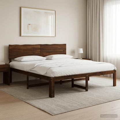 Double Bed Frame with Headboard ROSTOCK Dark Brown 180 x 200 cm