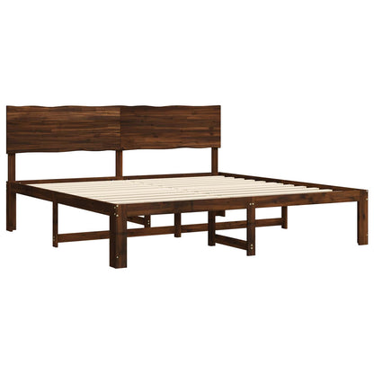 Double Bed Frame with Headboard ROSTOCK Dark Brown 180 x 200 cm