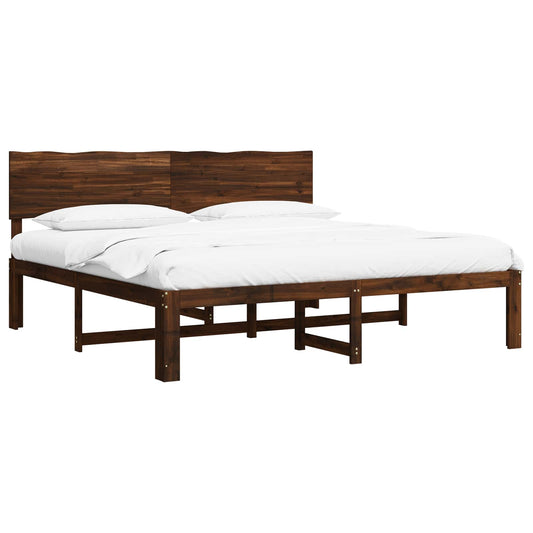 Double Bed Frame with Headboard ROSTOCK Dark Brown 200 x 200 cm