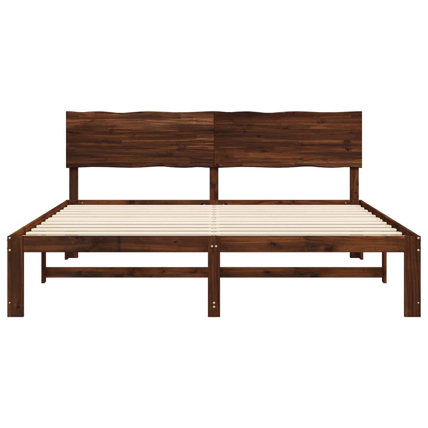Double Bed Frame with Headboard ROSTOCK Dark Brown 200 x 200 cm