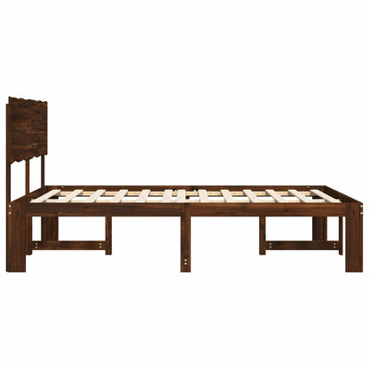 Double Bed Frame with Headboard ROSTOCK Dark Brown 200 x 200 cm