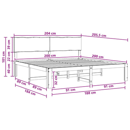 Double Bed Frame with Headboard ROSTOCK Dark Brown 200 x 200 cm