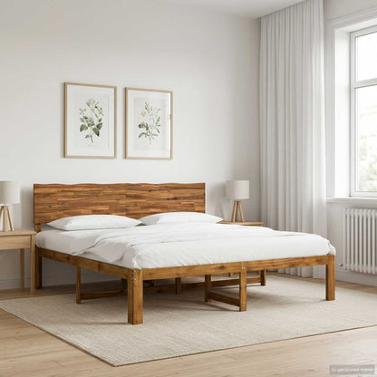 Double Bed Frame with Headboard ROSTOCK Natural 200 x 200 cm