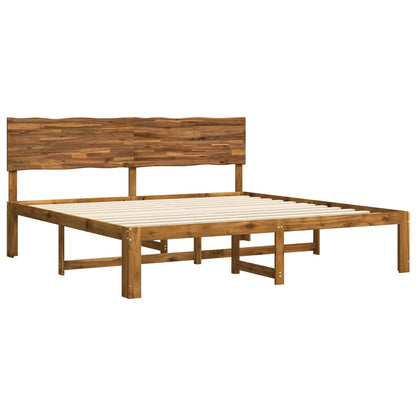 Double Bed Frame with Headboard ROSTOCK Natural 200 x 200 cm