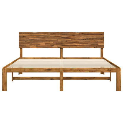 Double Bed Frame with Headboard ROSTOCK Natural 200 x 200 cm