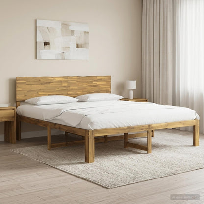 Double Bed Frame with Headboard ROSTOCK White 200 x 200 cm