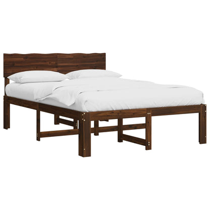 Double Bed Frame with Headboard ROSTOCK Dark Brown 150 x 200 cm