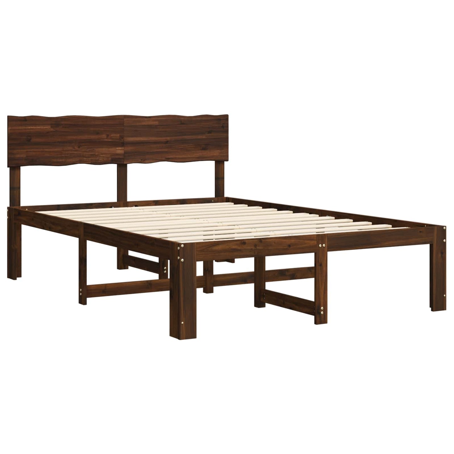 Double Bed Frame with Headboard ROSTOCK Dark Brown 150 x 200 cm