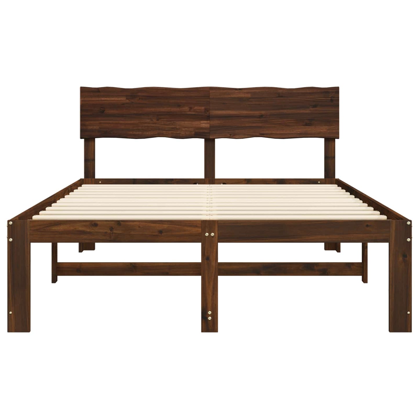 Double Bed Frame with Headboard ROSTOCK Dark Brown 150 x 200 cm