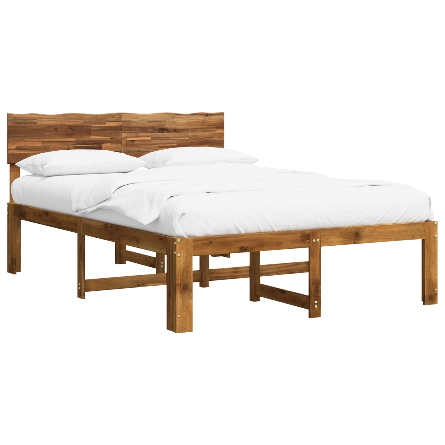 Double Bed Frame with Headboard ROSTOCK Natural 150 x 200 cm