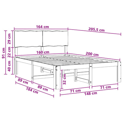 Double Bed Frame with Headboard ROSTOCK Dark Brown 160 x 200 cm