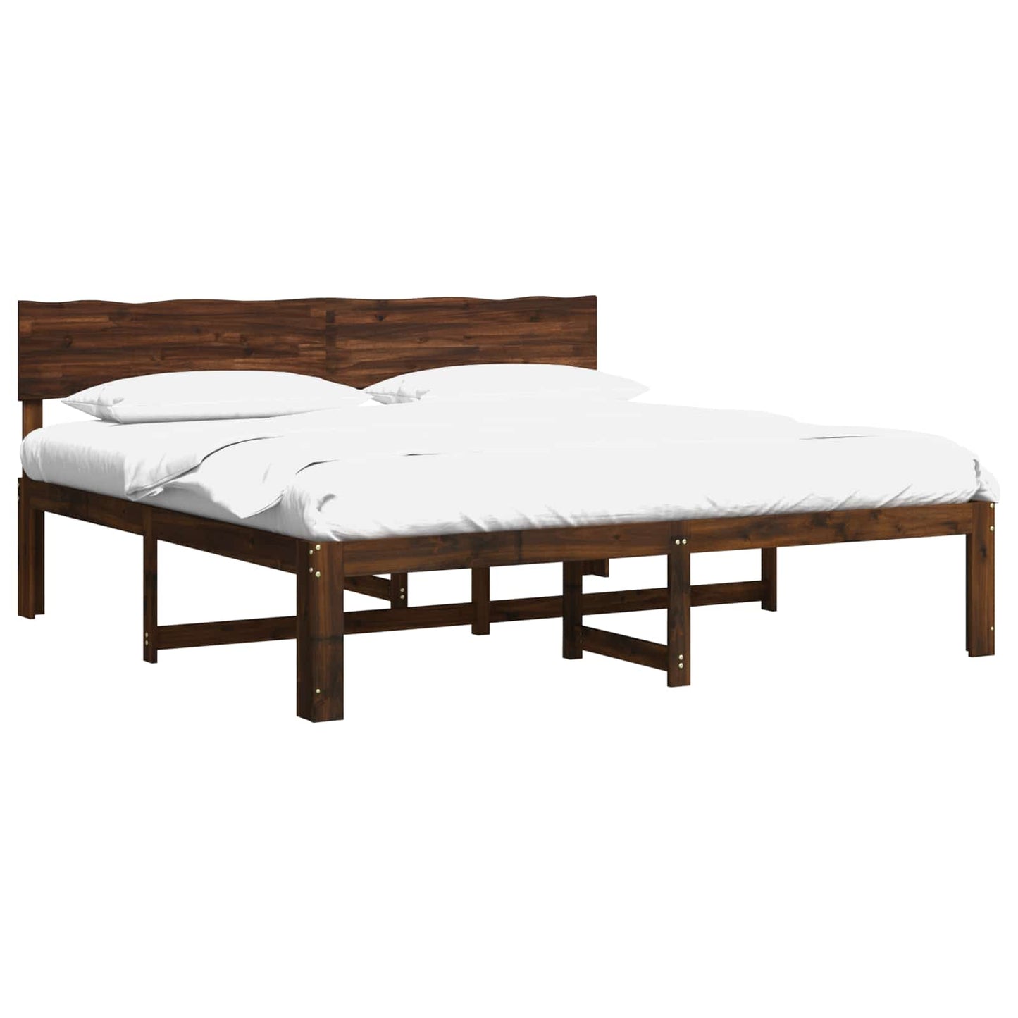 Double Bed Frame with Headboard ROSTOCK Dark Brown 180 x 200 cm
