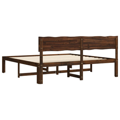 Double Bed Frame with Headboard ROSTOCK Dark Brown 180 x 200 cm