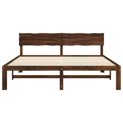 Double Bed Frame with Headboard ROSTOCK Dark Brown 180 x 200 cm