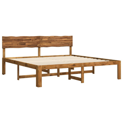 Double Bed Frame with Headboard ROSTOCK Natural 180 x 200 cm