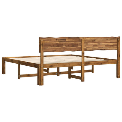Double Bed Frame with Headboard ROSTOCK Natural 180 x 200 cm