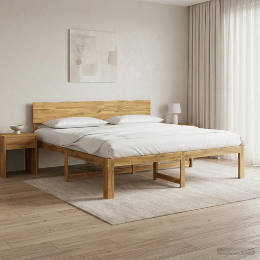 Double Bed Frame with Headboard ROSTOCK White 180 x 200 cm
