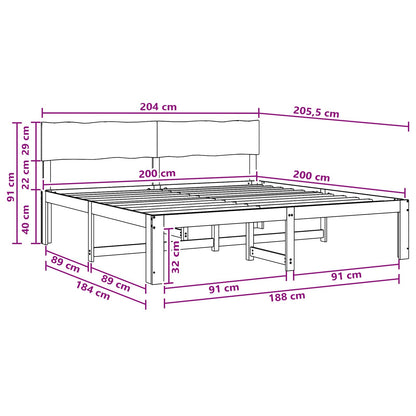 Double Bed Frame with Headboard ROSTOCK Natural 200 x 200 cm