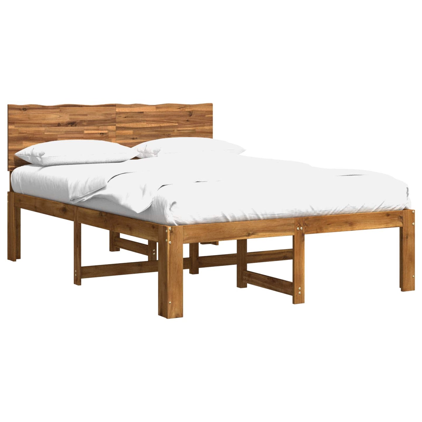 Double Bed Frame with Headboard ROSTOCK Natural 135 x 190 cm