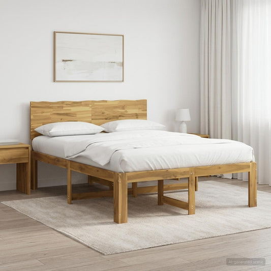 Double Bed Frame with Headboard ROSTOCK White 135 x 190 cm