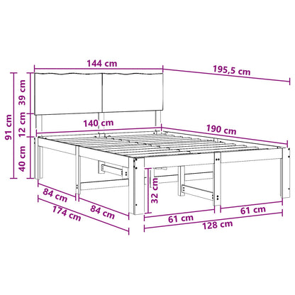 Double Bed Frame with Headboard ROSTOCK Natural 140 x 190 cm