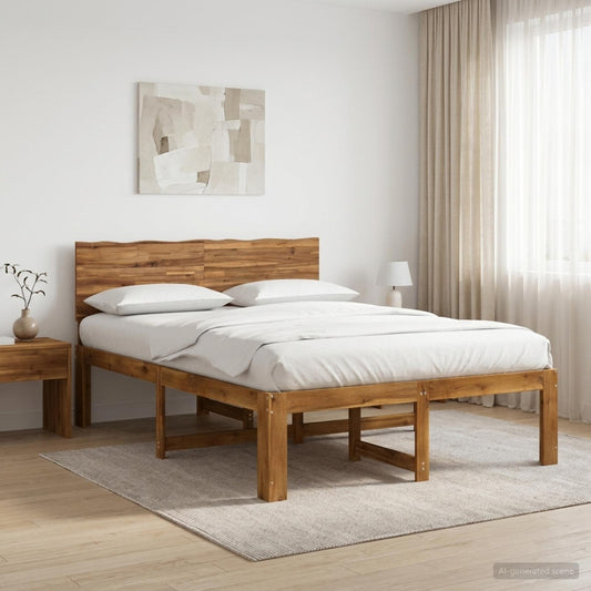 Double Bed Frame with Headboard ROSTOCK Natural 140 x 200 cm