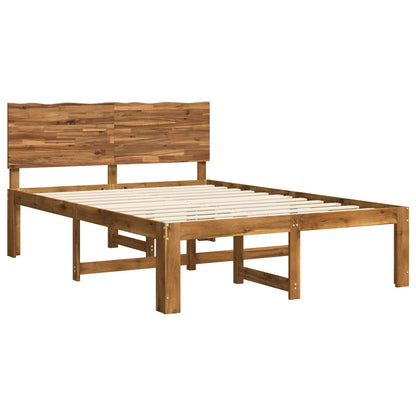 Double Bed Frame with Headboard ROSTOCK Natural 140 x 200 cm