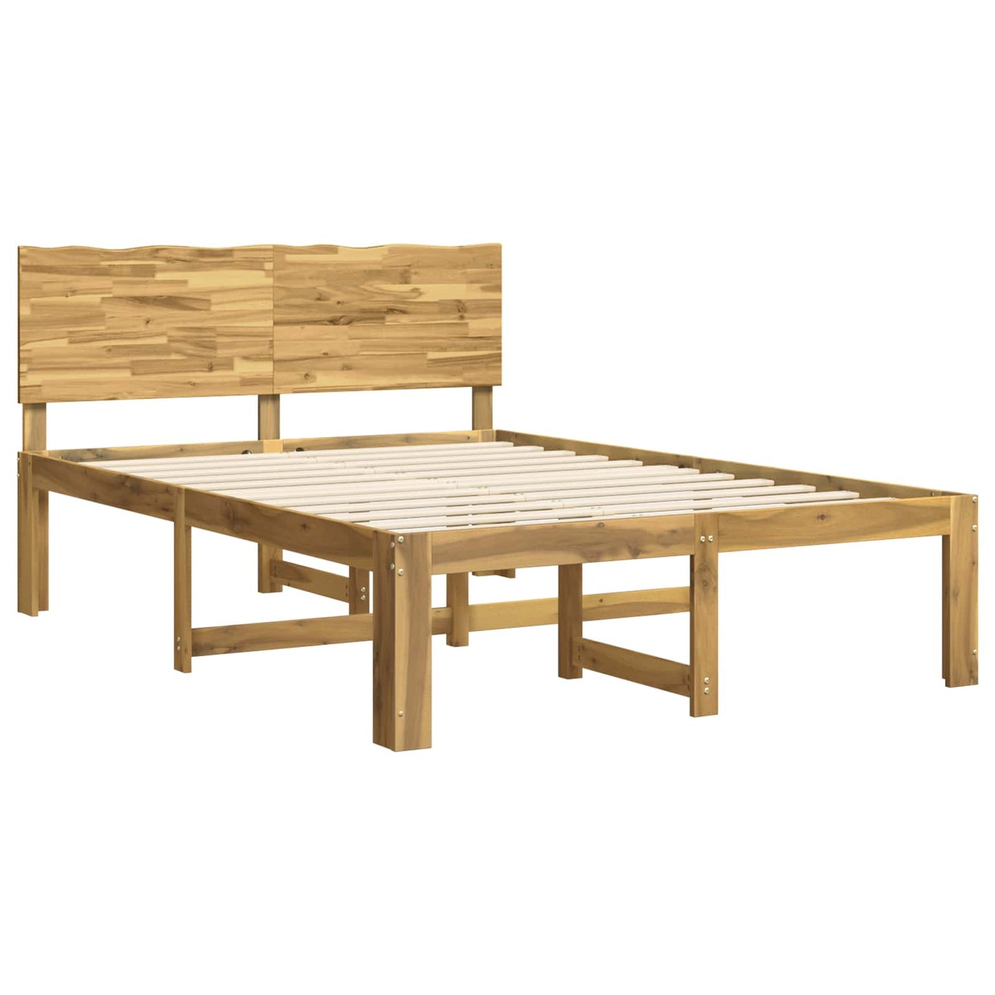 Double Bed Frame with Headboard ROSTOCK White 140 x 200 cm