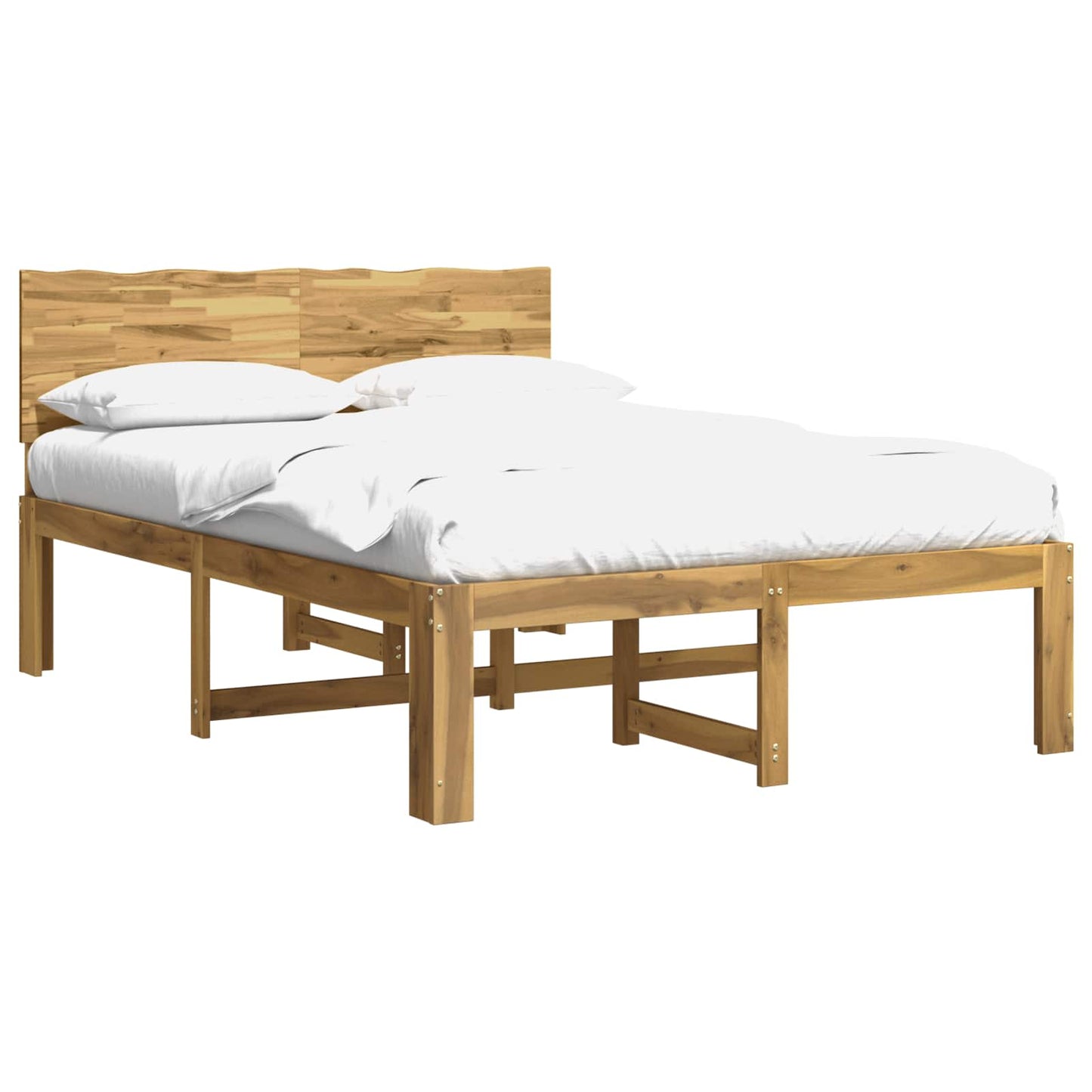 Double Bed Frame with Headboard ROSTOCK White 150 x 200 cm