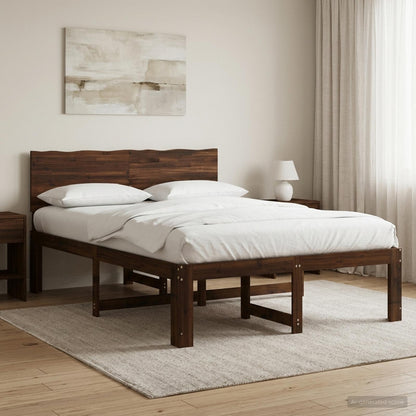 Double Bed Frame with Headboard ROSTOCK Dark Brown 160 x 200 cm