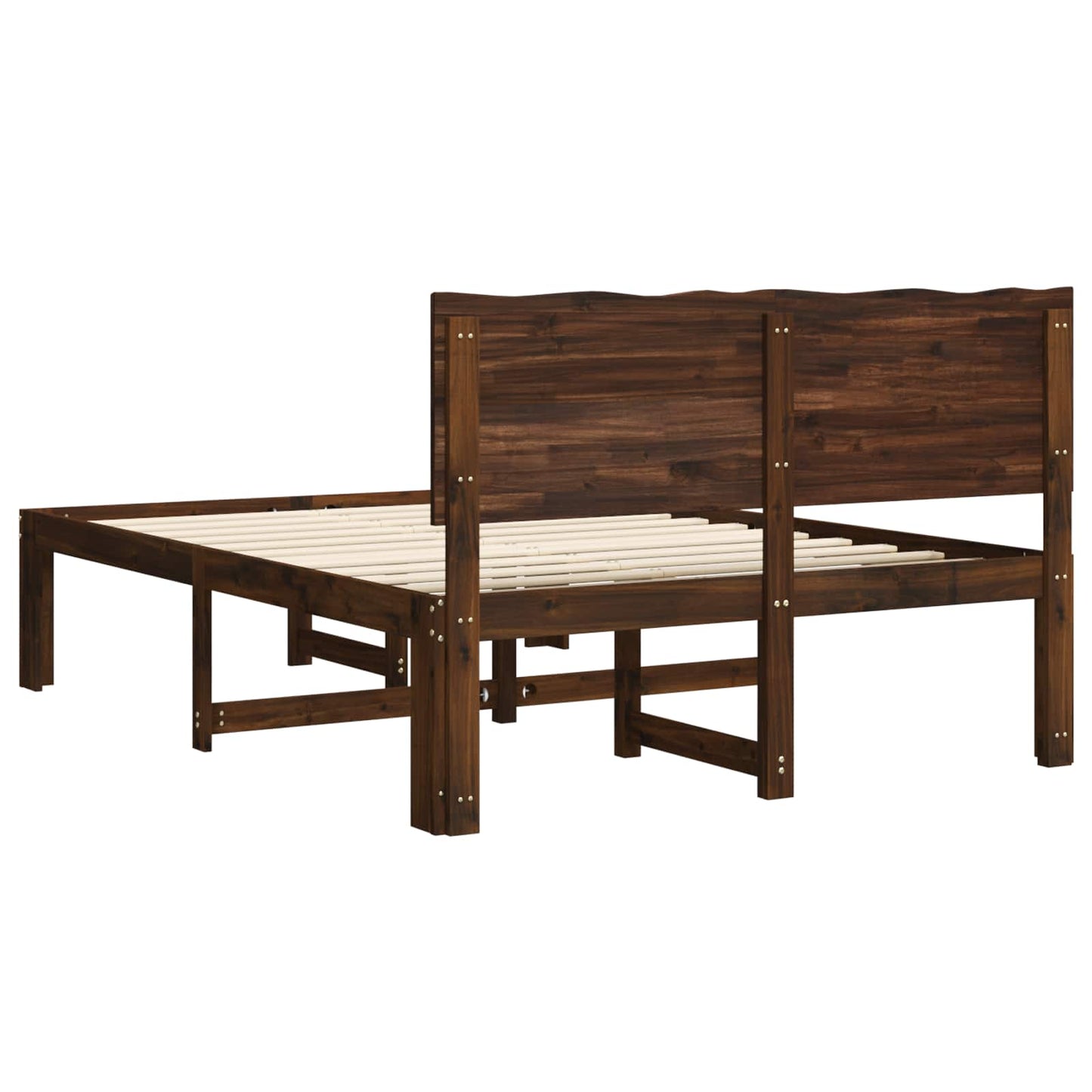 Double Bed Frame with Headboard ROSTOCK Dark Brown 160 x 200 cm