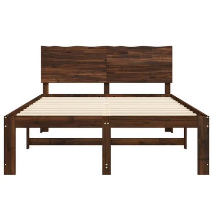 Double Bed Frame with Headboard ROSTOCK Dark Brown 160 x 200 cm