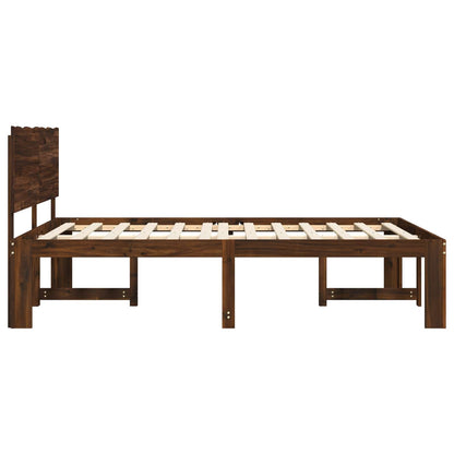 Double Bed Frame with Headboard ROSTOCK Dark Brown 160 x 200 cm