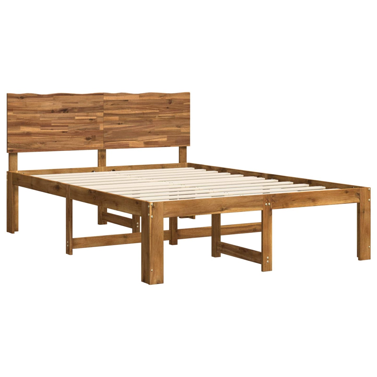 Double Bed Frame with Headboard ROSTOCK Natural 160 x 200 cm