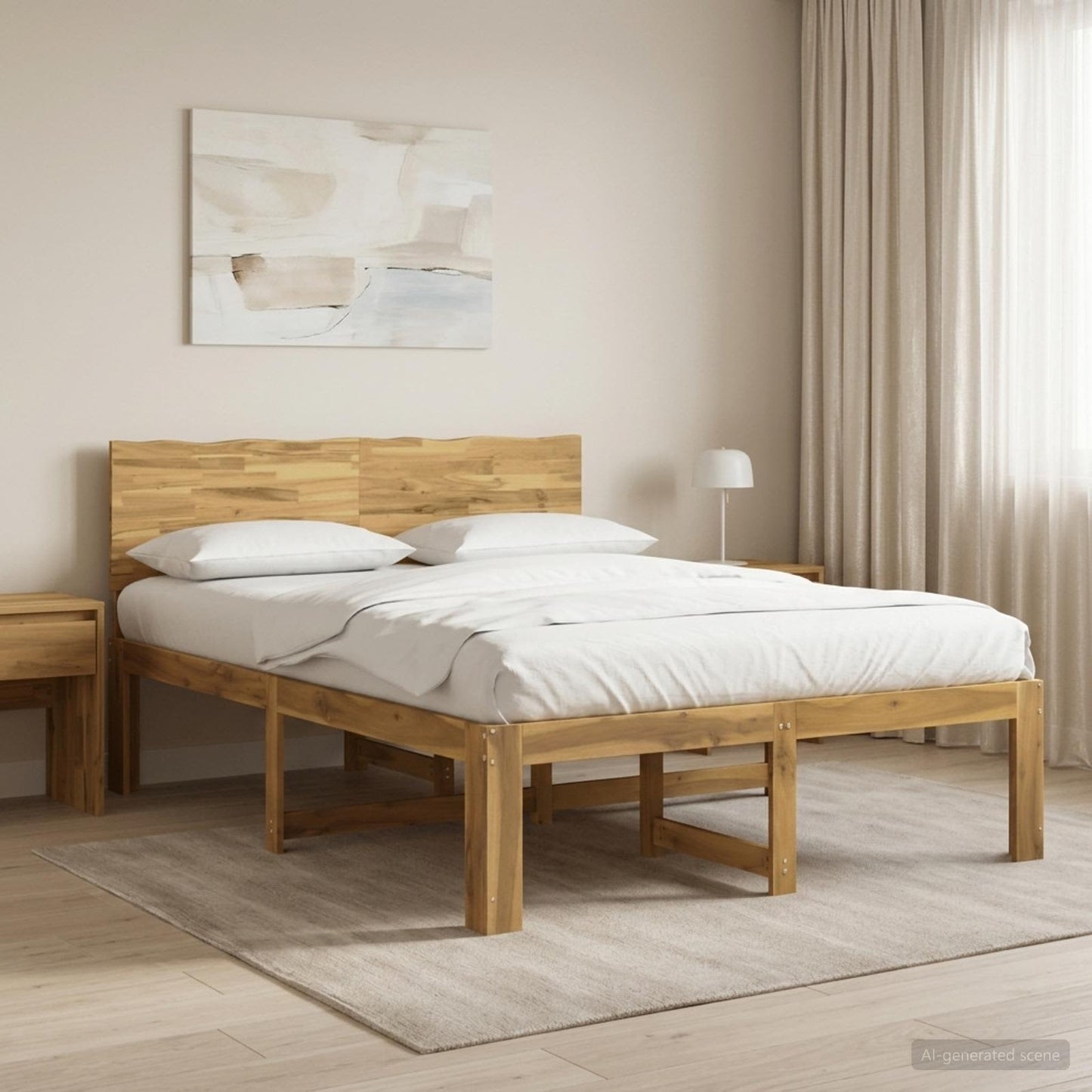 Double Bed Frame with Headboard ROSTOCK White 160 x 200 cm