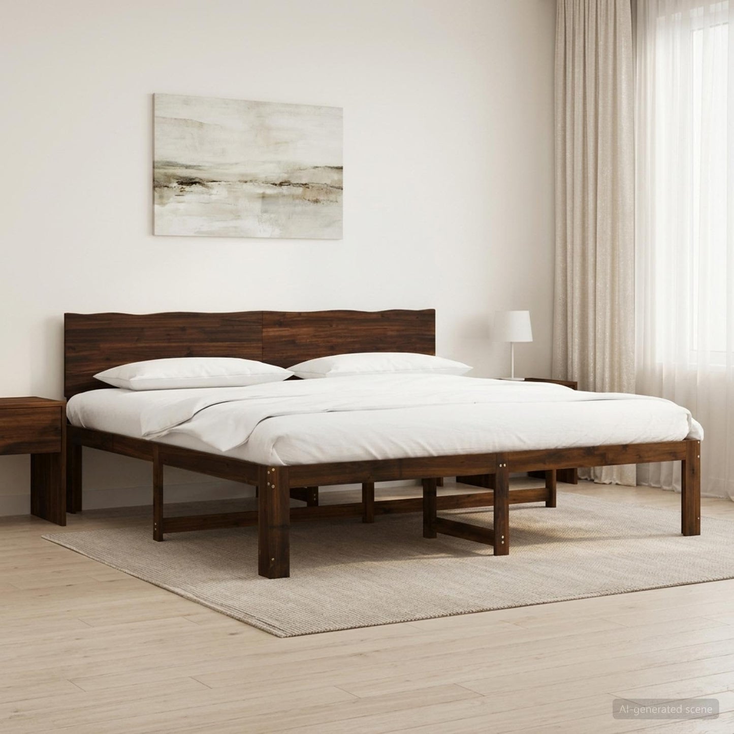 Double Bed Frame with Headboard ROSTOCK Dark Brown 180 x 200 cm