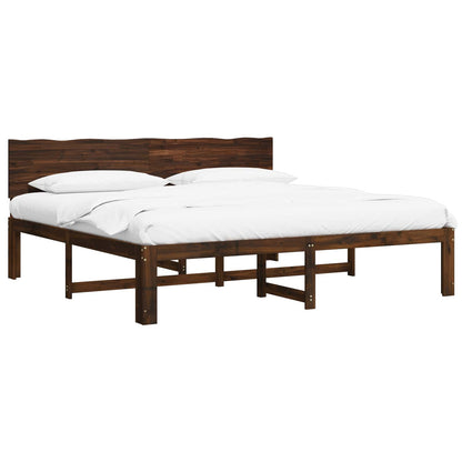 Double Bed Frame with Headboard ROSTOCK Dark Brown 180 x 200 cm