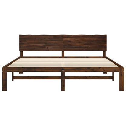 Double Bed Frame with Headboard ROSTOCK Dark Brown 180 x 200 cm