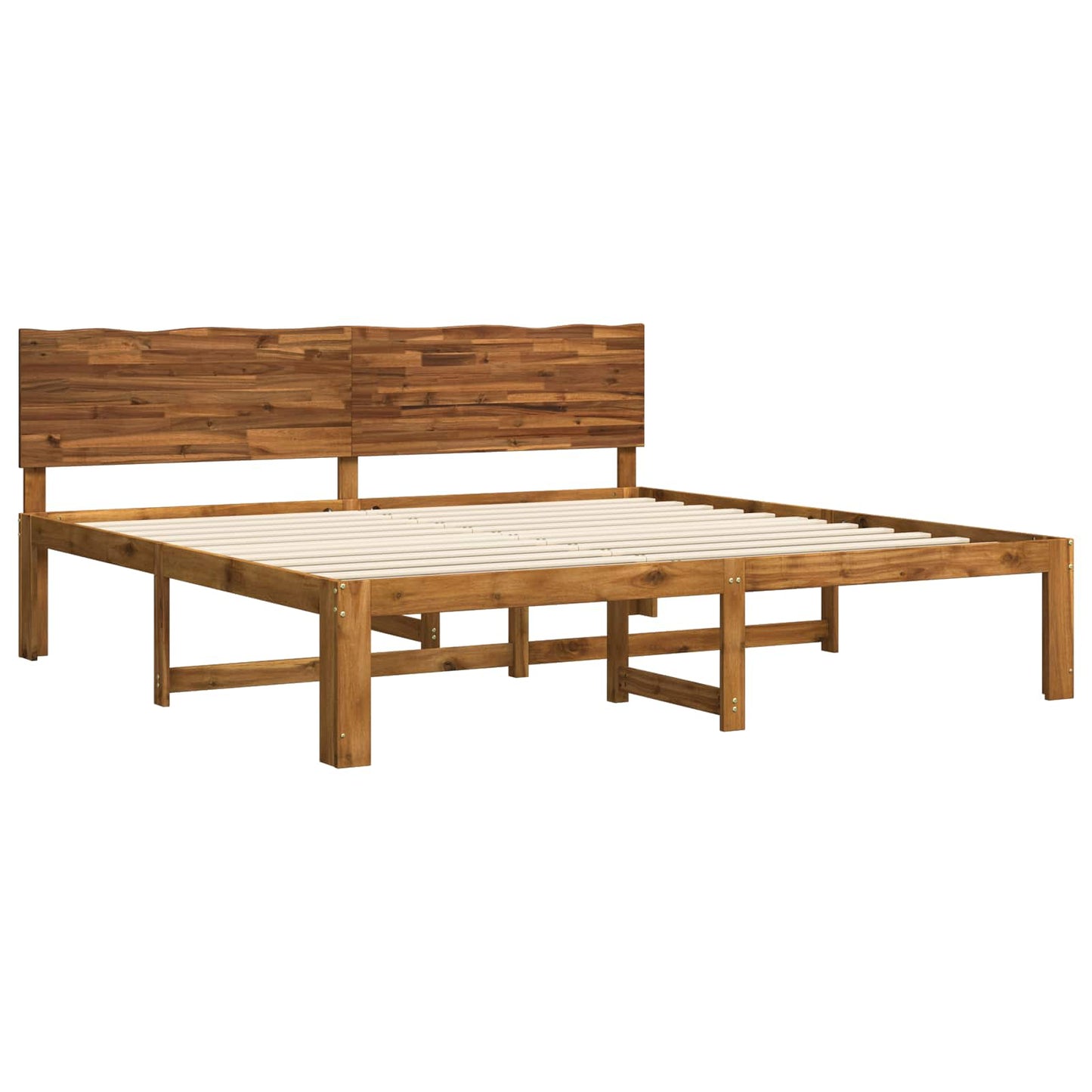 Double Bed Frame with Headboard ROSTOCK Natural 180 x 200 cm