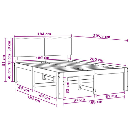 Double Bed Frame with Headboard ROSTOCK Natural 180 x 200 cm