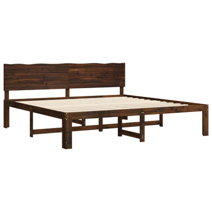 Double Bed Frame with Headboard ROSTOCK Dark Brown 200 x 200 cm