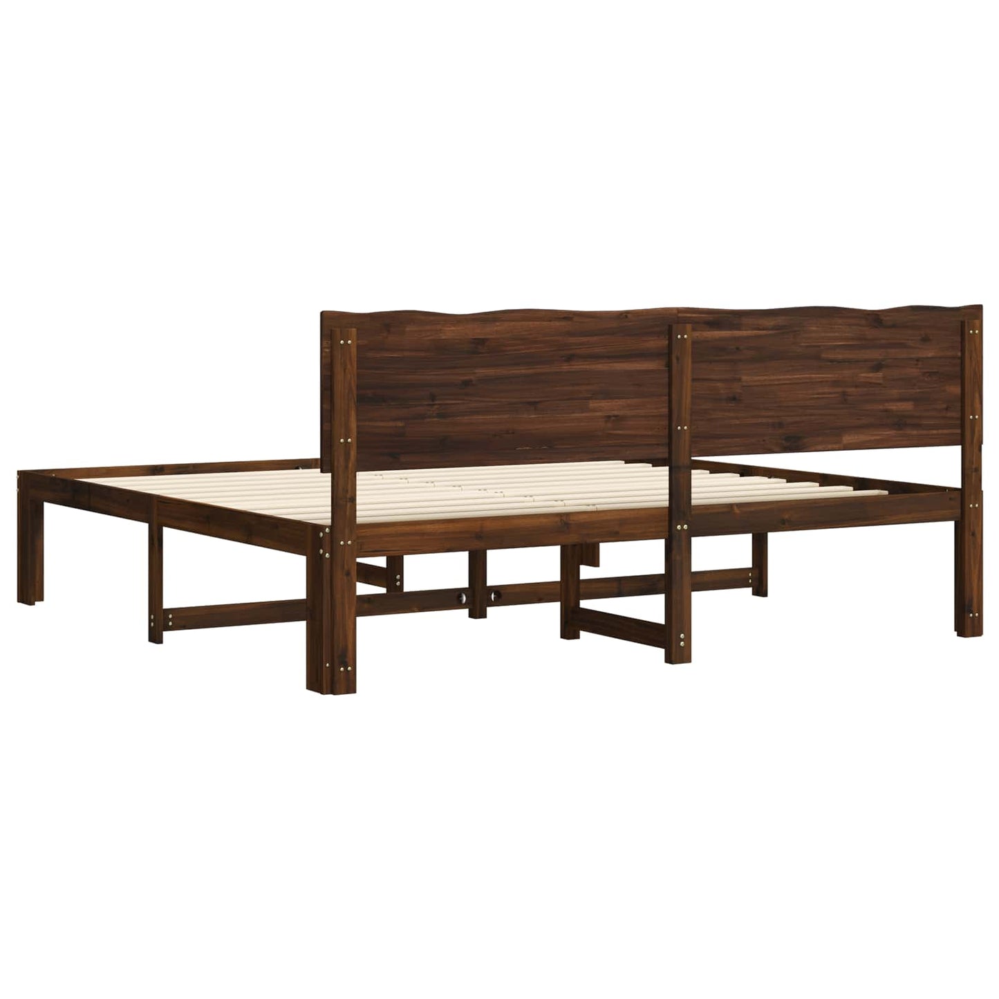 Double Bed Frame with Headboard ROSTOCK Dark Brown 200 x 200 cm
